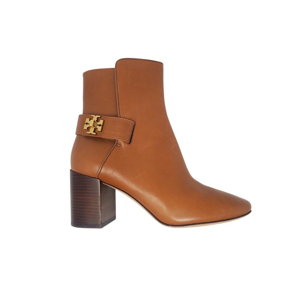 Tory Burch Kira 70MM Bootie Calf Leather Ankle Boots Mid Tan 59585 Size US 7 M